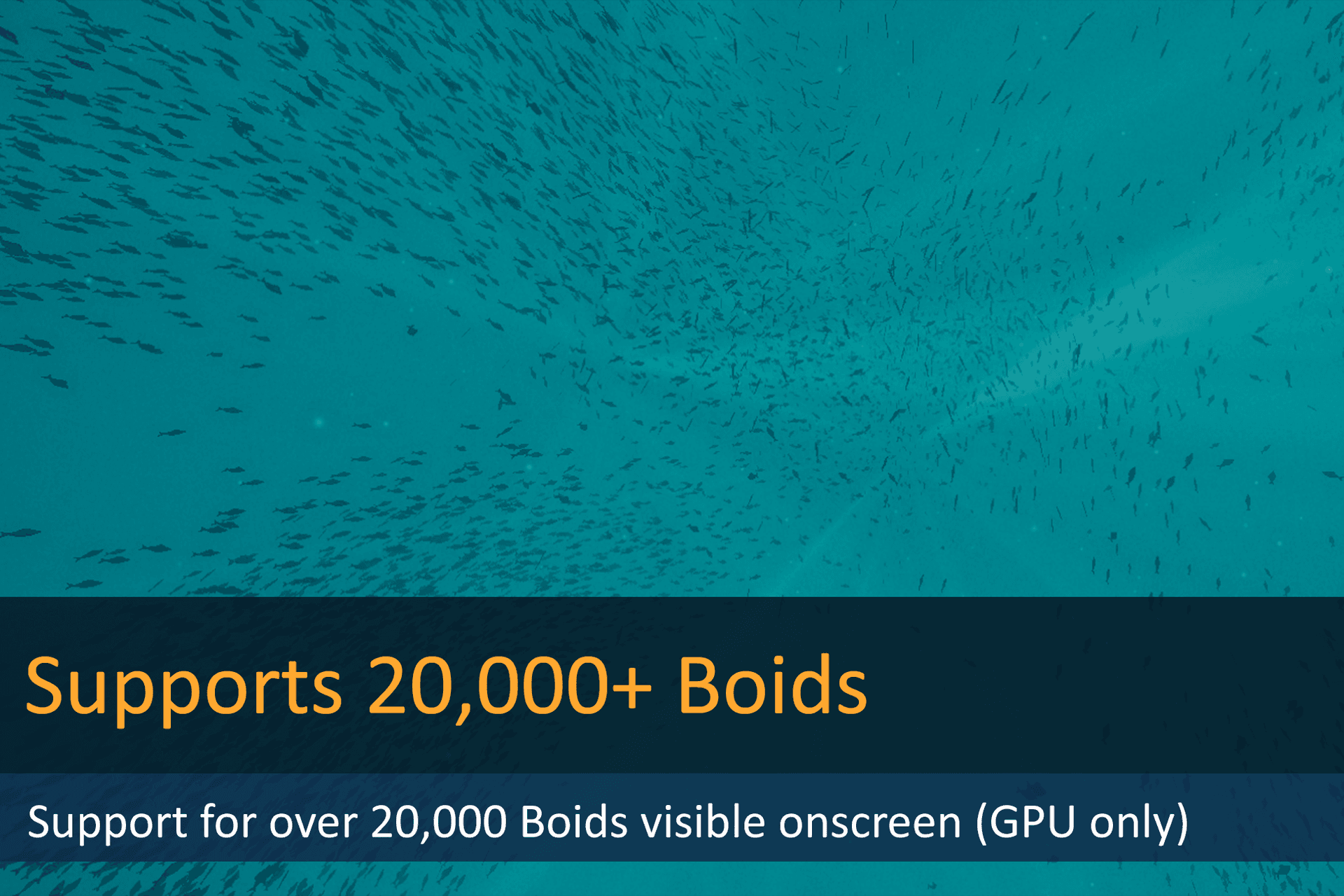 Screenshot of flox showing it can handle 20,000 boids at once.